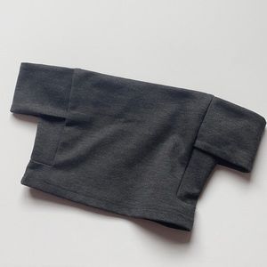 grey off the shoulder cropped top